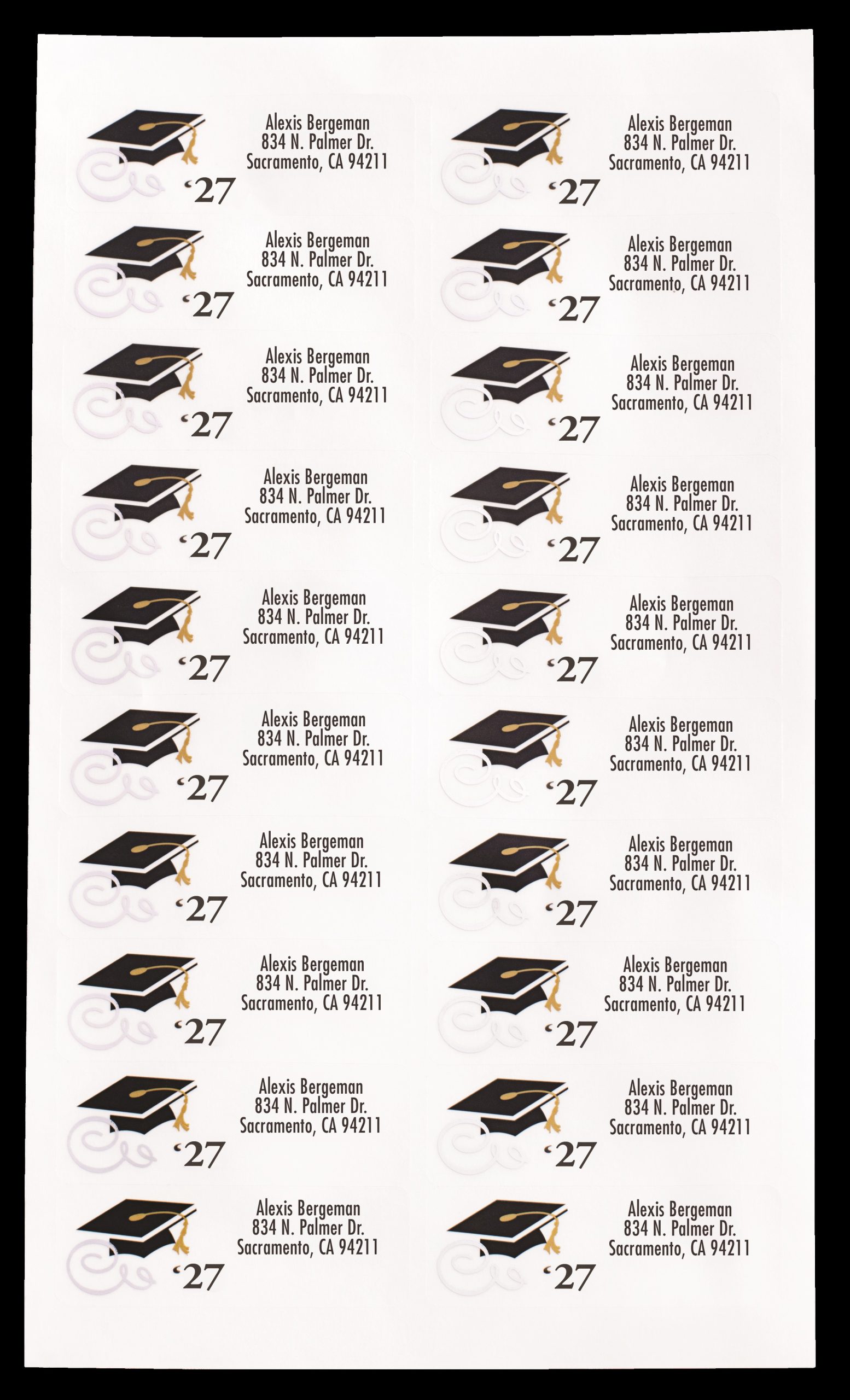 2027 Return Address Labels